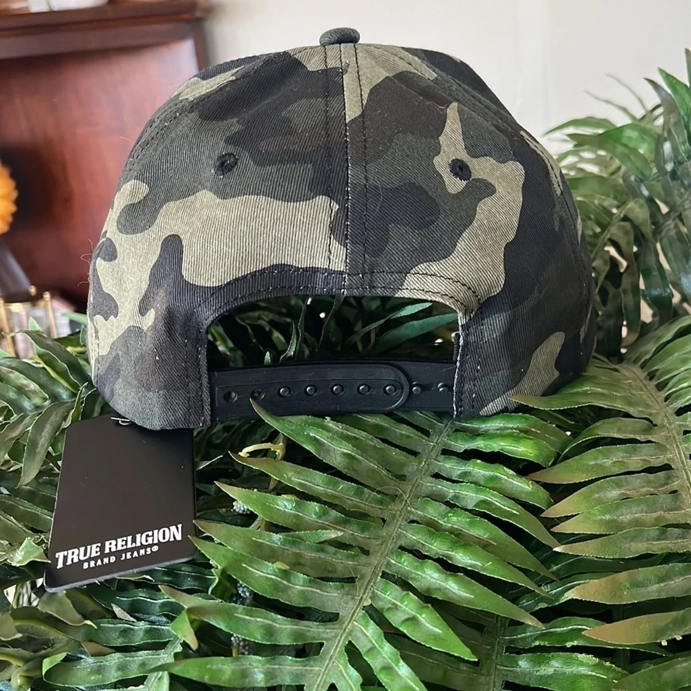 Brand New True Religion Camo Buddha Adjustable Snap Baseball Cap Embroidered Hat